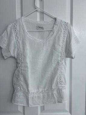 Ralph Lauren Denim & Supply 
White Crochet-Trim Scoop Neck Top